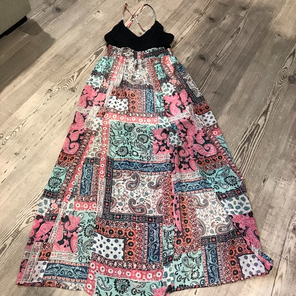 SALE Trixxi Halter Mix-Fabric Maxi Dress - Picture 3 of 4